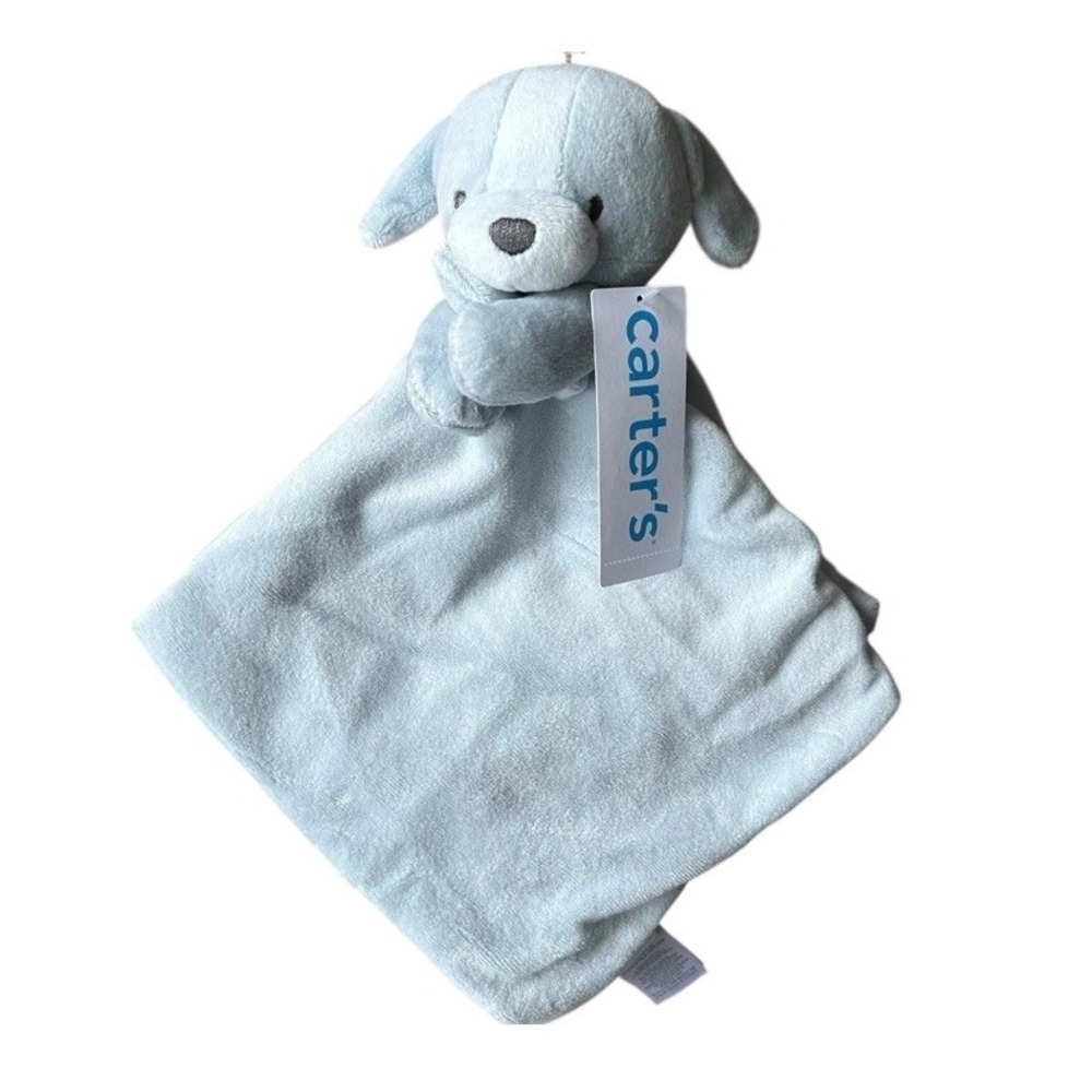 Carters Baby Plush Blue Puppy Dog Lovey Security Blanket Infant Comfort Toy NWT